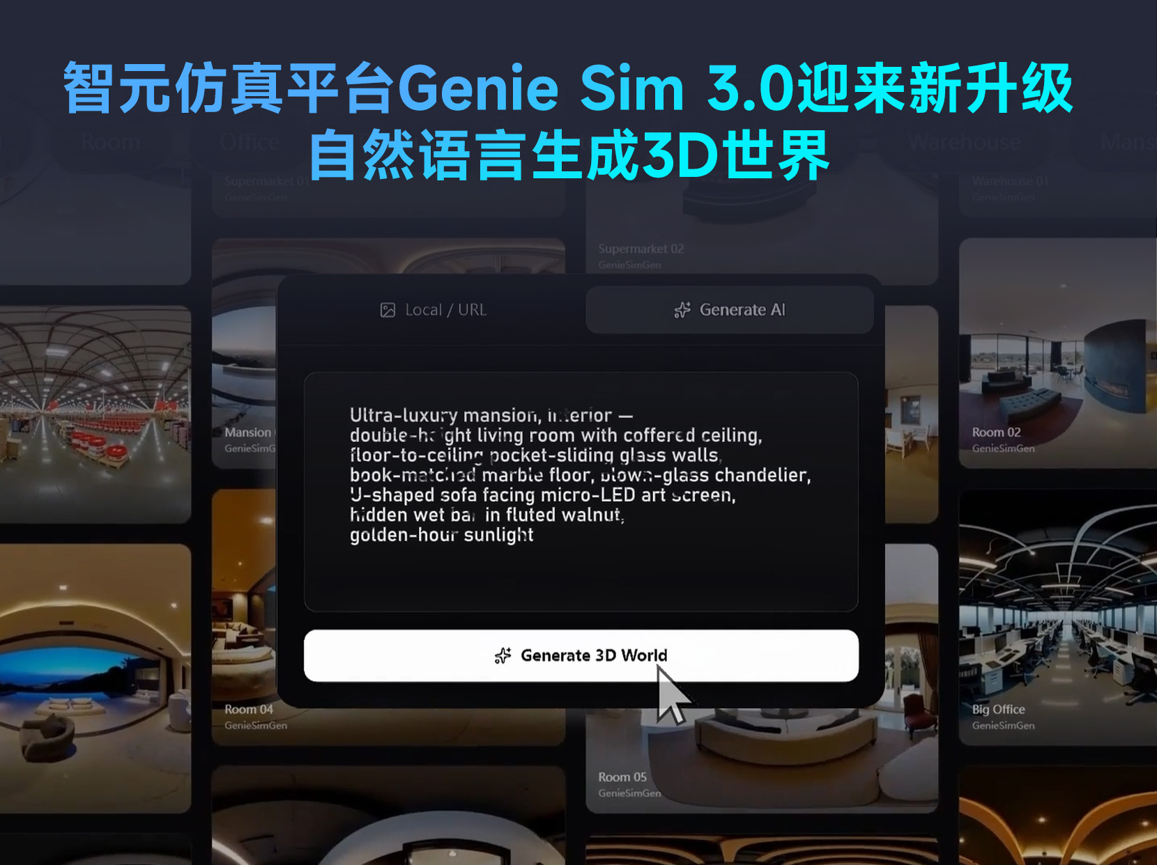 智元仿真平台Genie Sim 3.0迎来新升级，自然语言生成3D世界